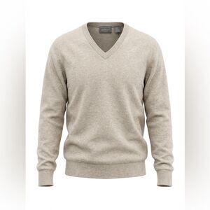 LORD & TAYLOR MENS LAMBSWOOL V NECK SWEATER TAN SIZE XL